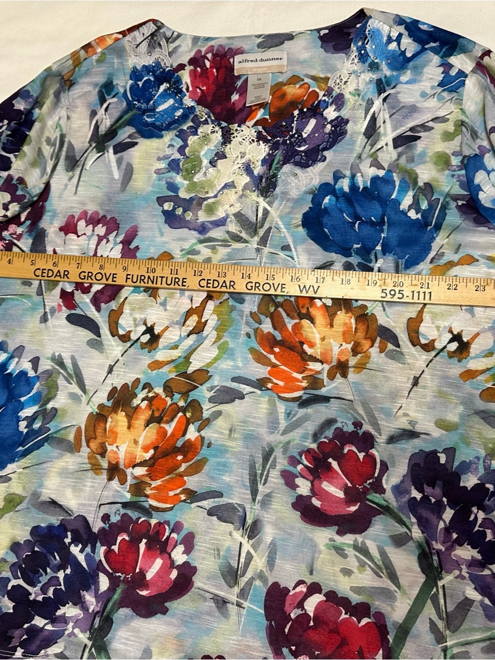Alfred Dunner Floral Watercolor 3/4 Sleeve Top - Multicolor, 3X - Picture 5 of 6
